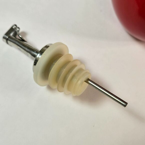 Rachel Ray 7" Cruet Oil or Vinegar Dispenser Bottle Stoneware Red w Spout H016 - Picture 7 of 11